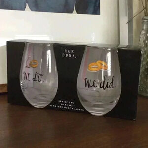 RAE DUNN Wedding Stemless Wine Glasses Set Cocktai